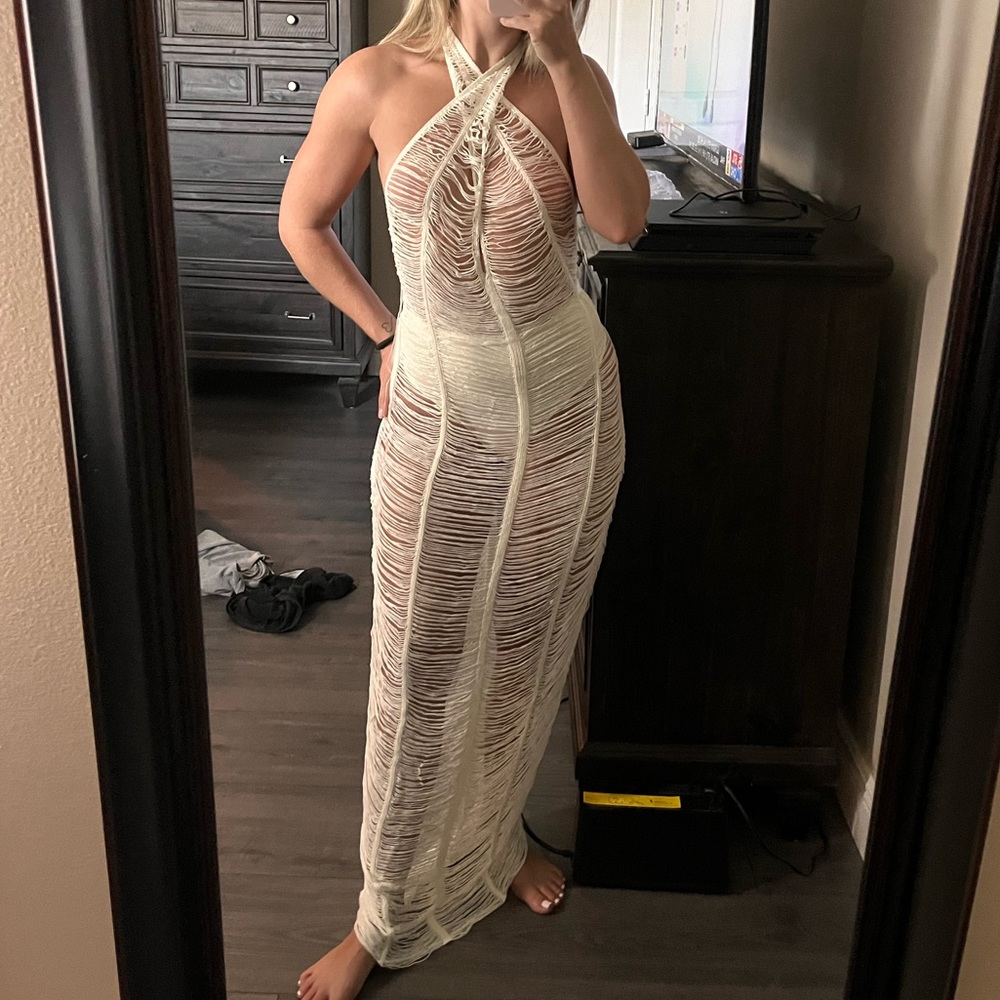 White distressed dress